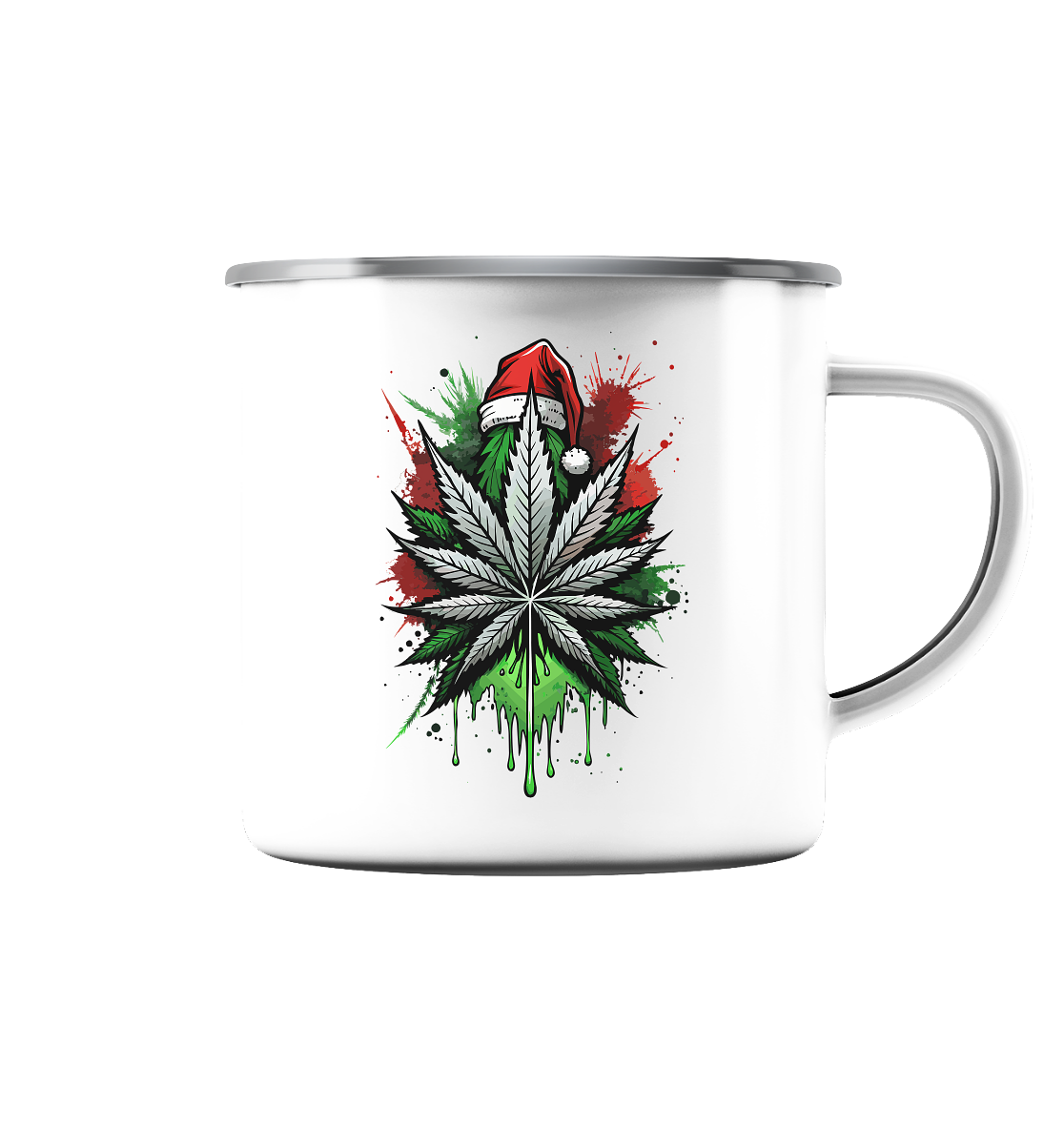 Cap Cannabis - Emaille Tasse (Silber)