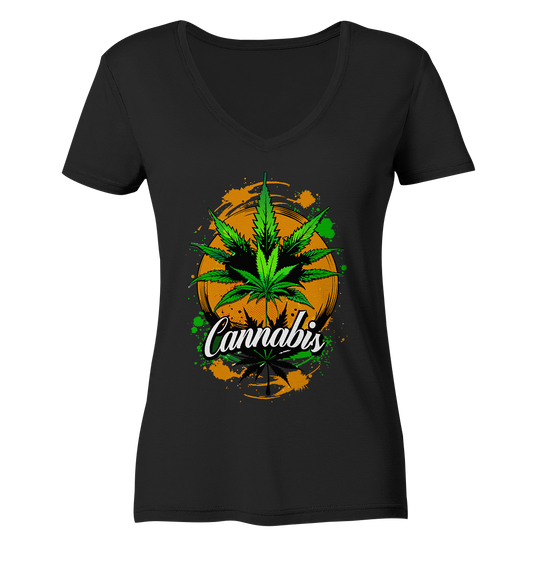 Orange Cannabis - Ladies V-Neck Shirt