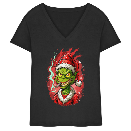 Angry Grinch - Ladies V-Neck Shirt