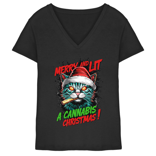 Cannabis Christmas - Ladies V-Neck Shirt