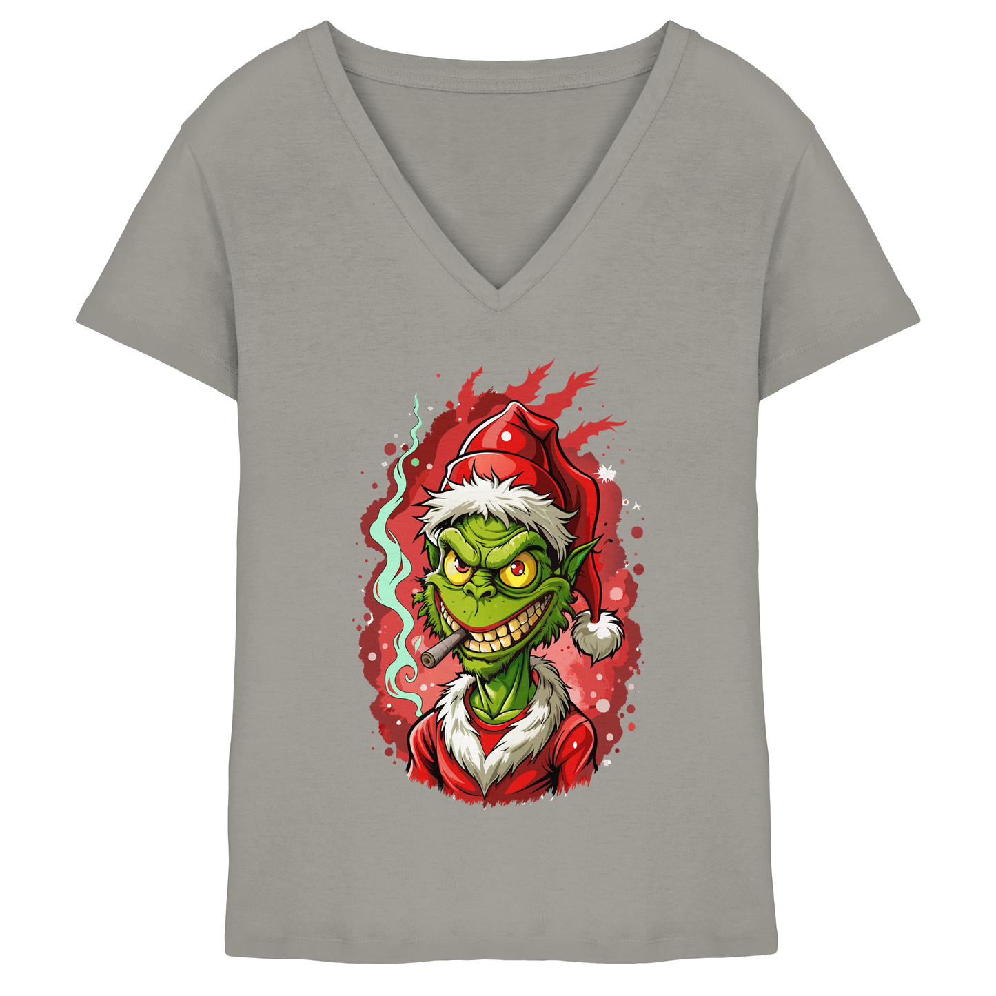 Angry Grinch - Ladies V-Neck Shirt
