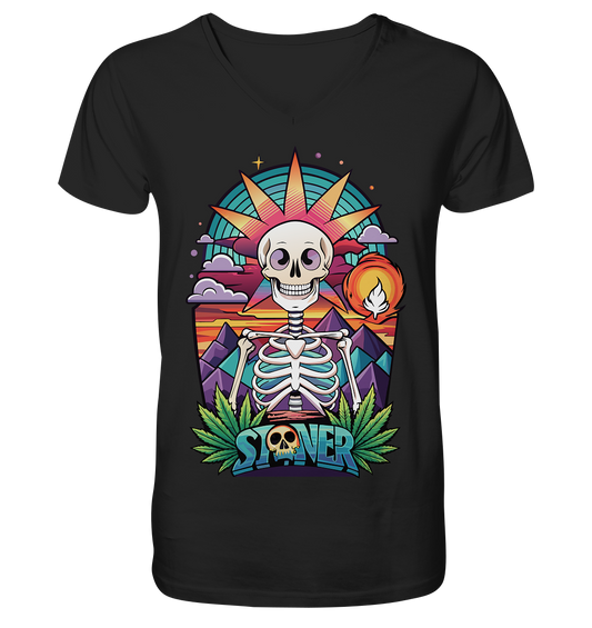 Color Stoner Skeleton - Gentlemen V-Neck Shirt