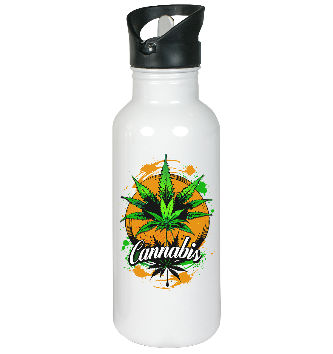 Orange Cannabis - Edelstahl-Trinkflasche 600ml