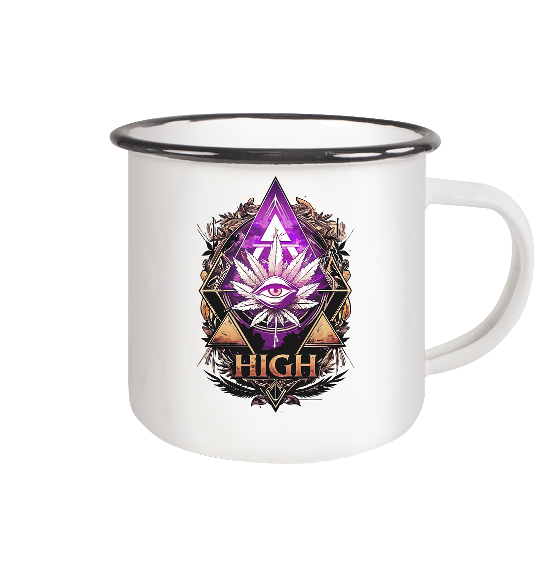 High - Emaille Tasse (Schwarz)