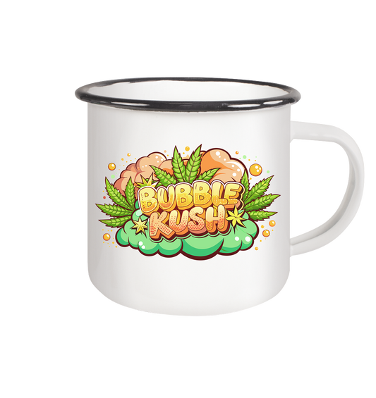 Bubble Kush - Emaille Tasse (Schwarz)