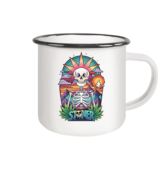 Color Stoner Skeleton - Emaille Tasse (Schwarz)