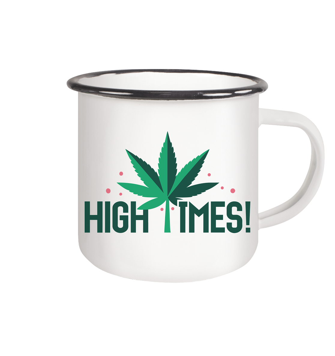 High Times Leaf - Emaille Tasse (Schwarz)