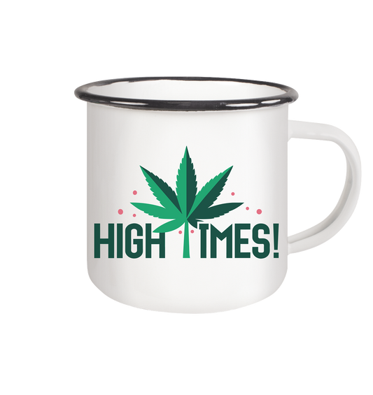 High Times Leaf - Emaille Tasse (Schwarz)