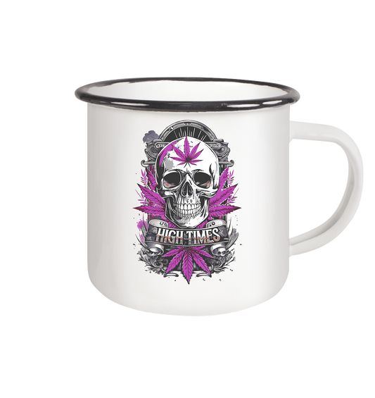 High Times Skull Purple - Emaille Tasse (Schwarz)