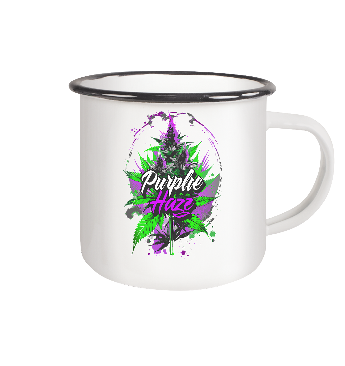 Purple Haze - Emaille Tasse (Schwarz)