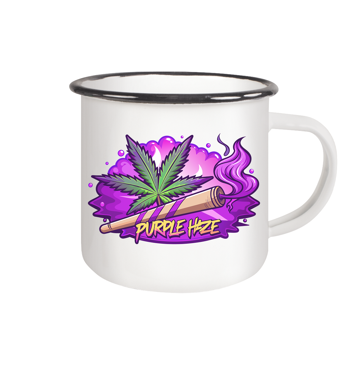 Purple Haze Joint - Emaille Tasse (Schwarz)