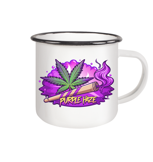 Purple Haze Joint - Emaille Tasse (Schwarz)