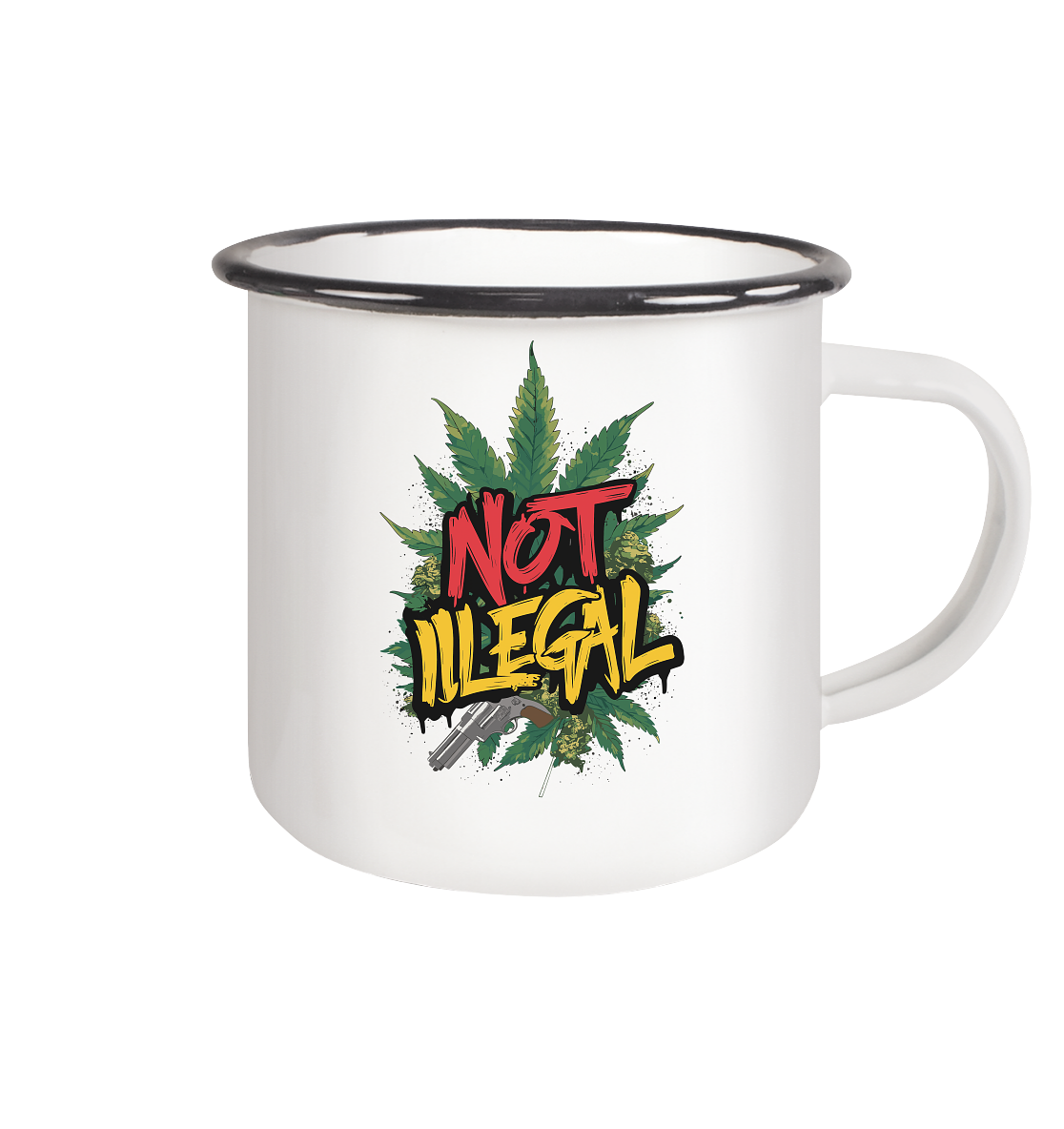 Not Illegal - Emaille Tasse (Schwarz)