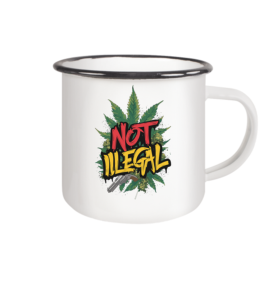 Not Illegal - Emaille Tasse (Schwarz)