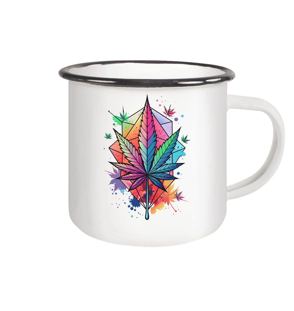 Color Leaf 2 - Emaille Tasse (Schwarz)