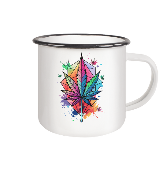 Color Leaf 2 - Emaille Tasse (Schwarz)