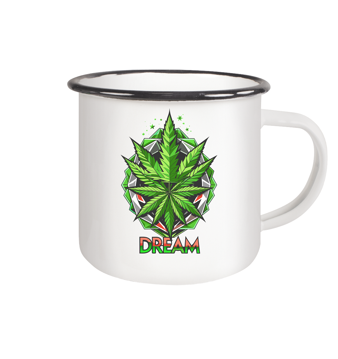 Dream Leaf - Emaille Tasse (Schwarz)