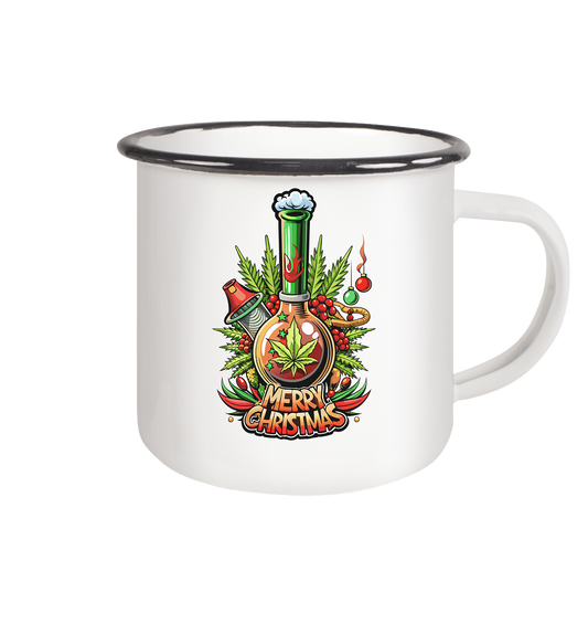 Bong Christmas - Emaille Tasse (Schwarz)