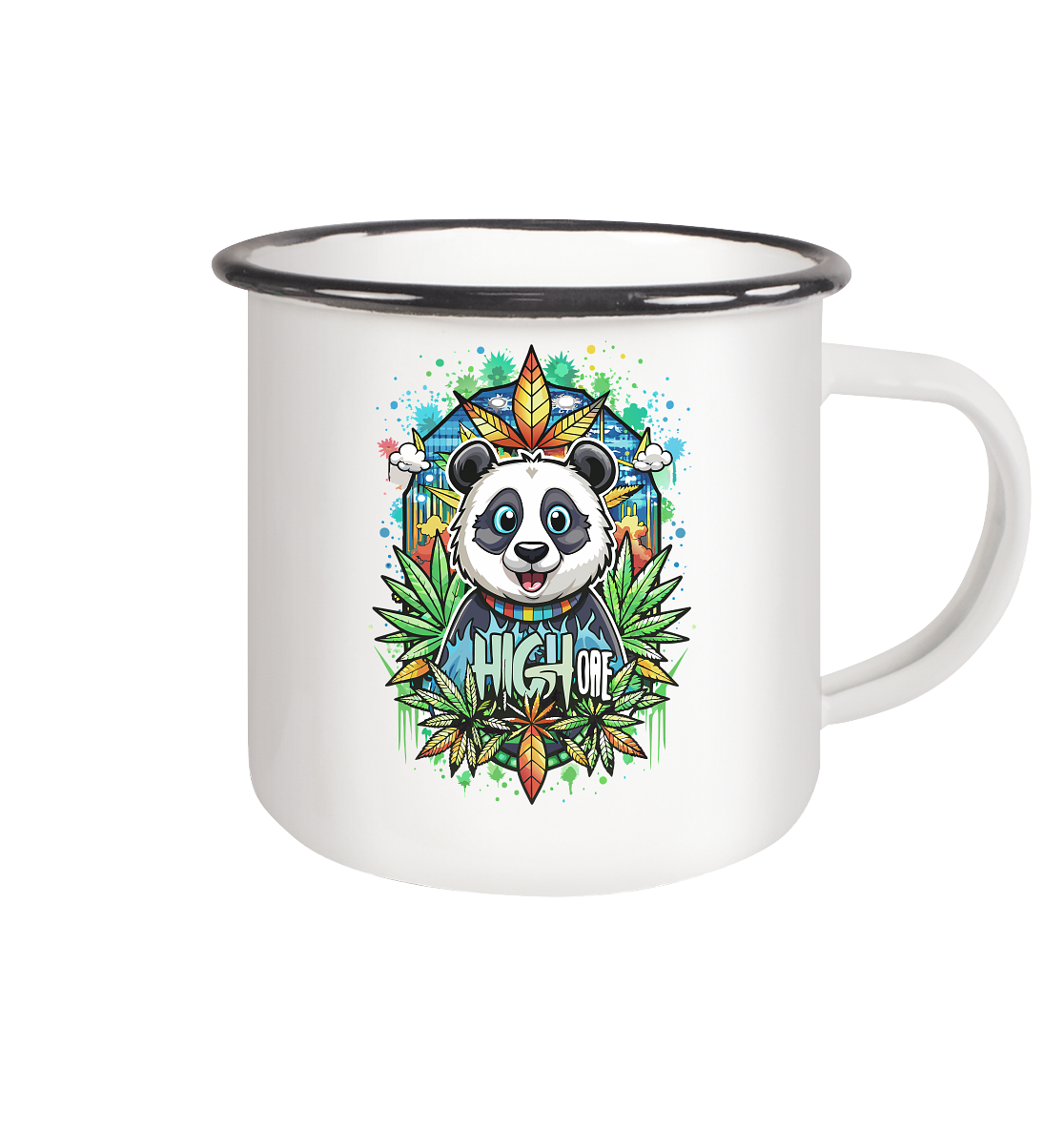 High Bear - Emaille Tasse (Schwarz)