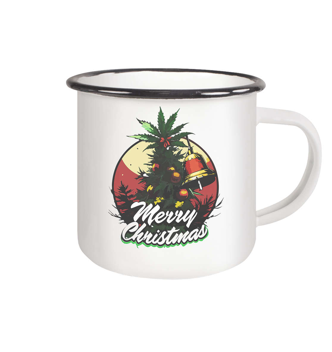 Christmas Bell - Emaille Tasse (Schwarz)
