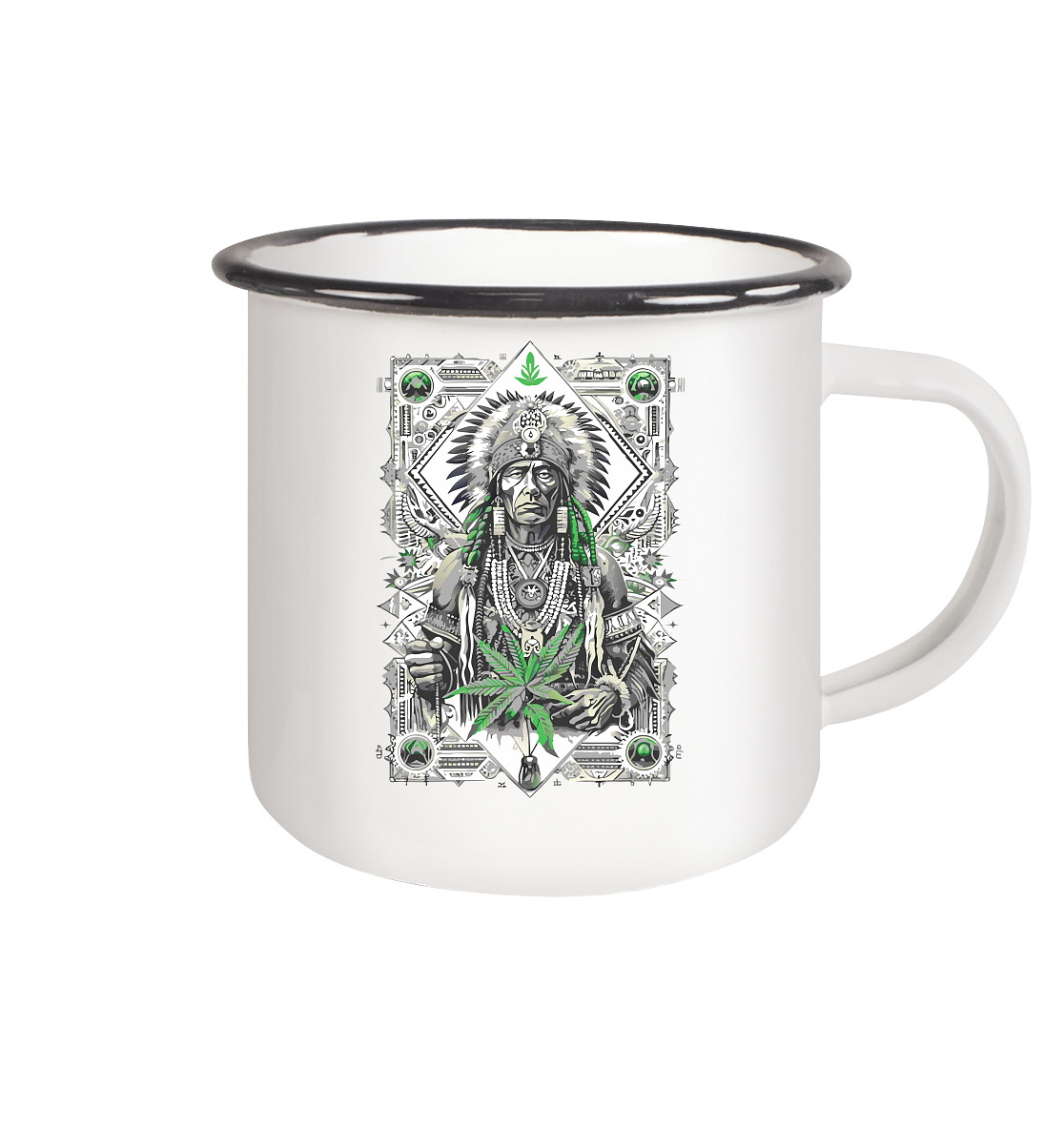 Indian - Emaille Tasse (Schwarz)