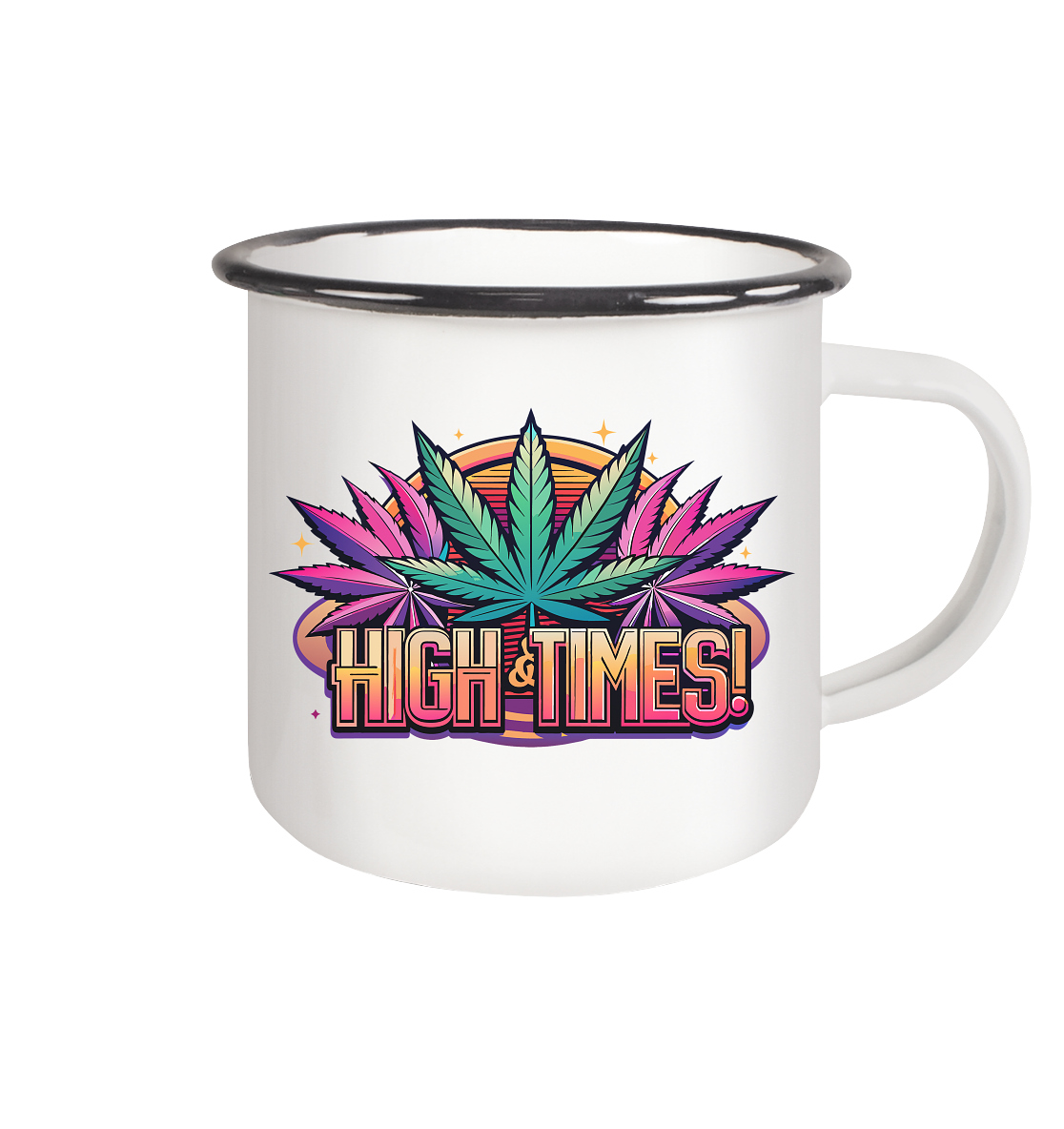 High Times Ufo - Emaille Tasse (Schwarz)