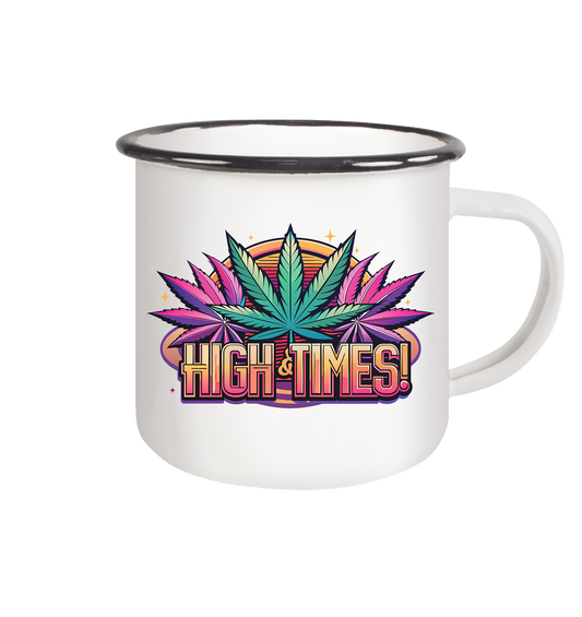 High Times Ufo - Emaille Tasse (Schwarz)