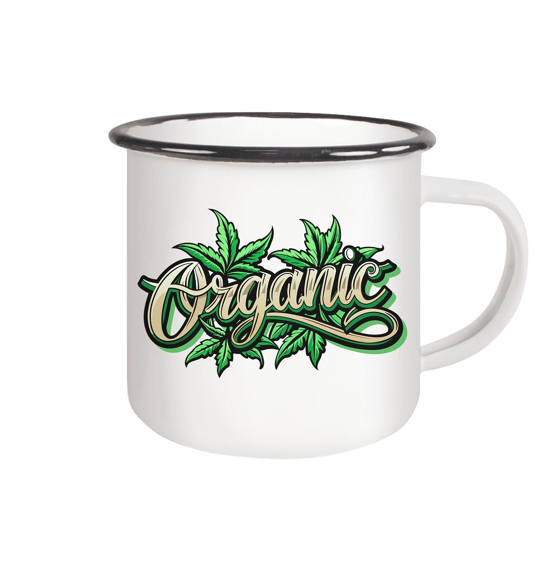 Organic Leaf - Emaille Tasse (Schwarz)