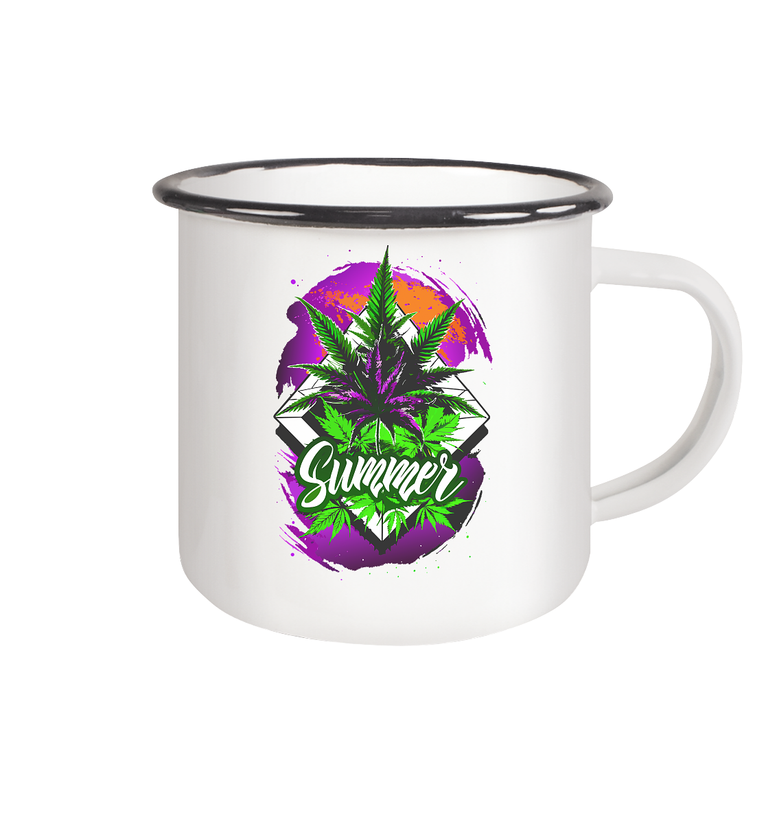 Purple Summer - Emaille Tasse (Schwarz)