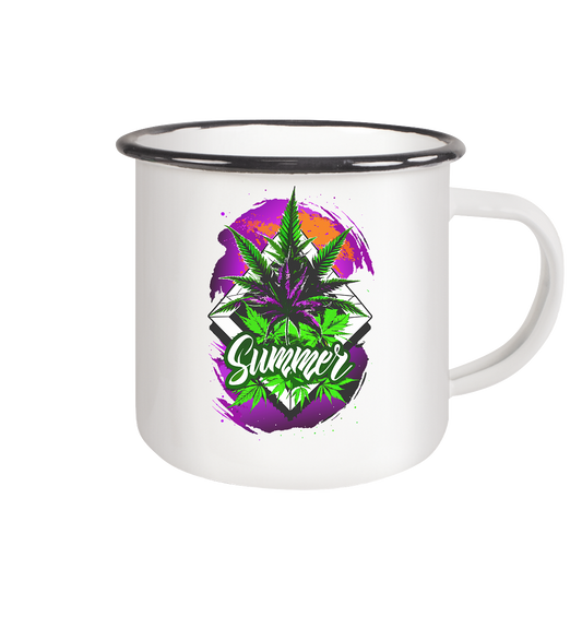 Purple Summer - Emaille Tasse (Schwarz)