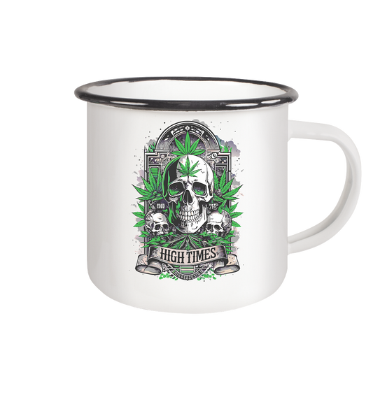 High Times Skull Green - Emaille Tasse (Schwarz)