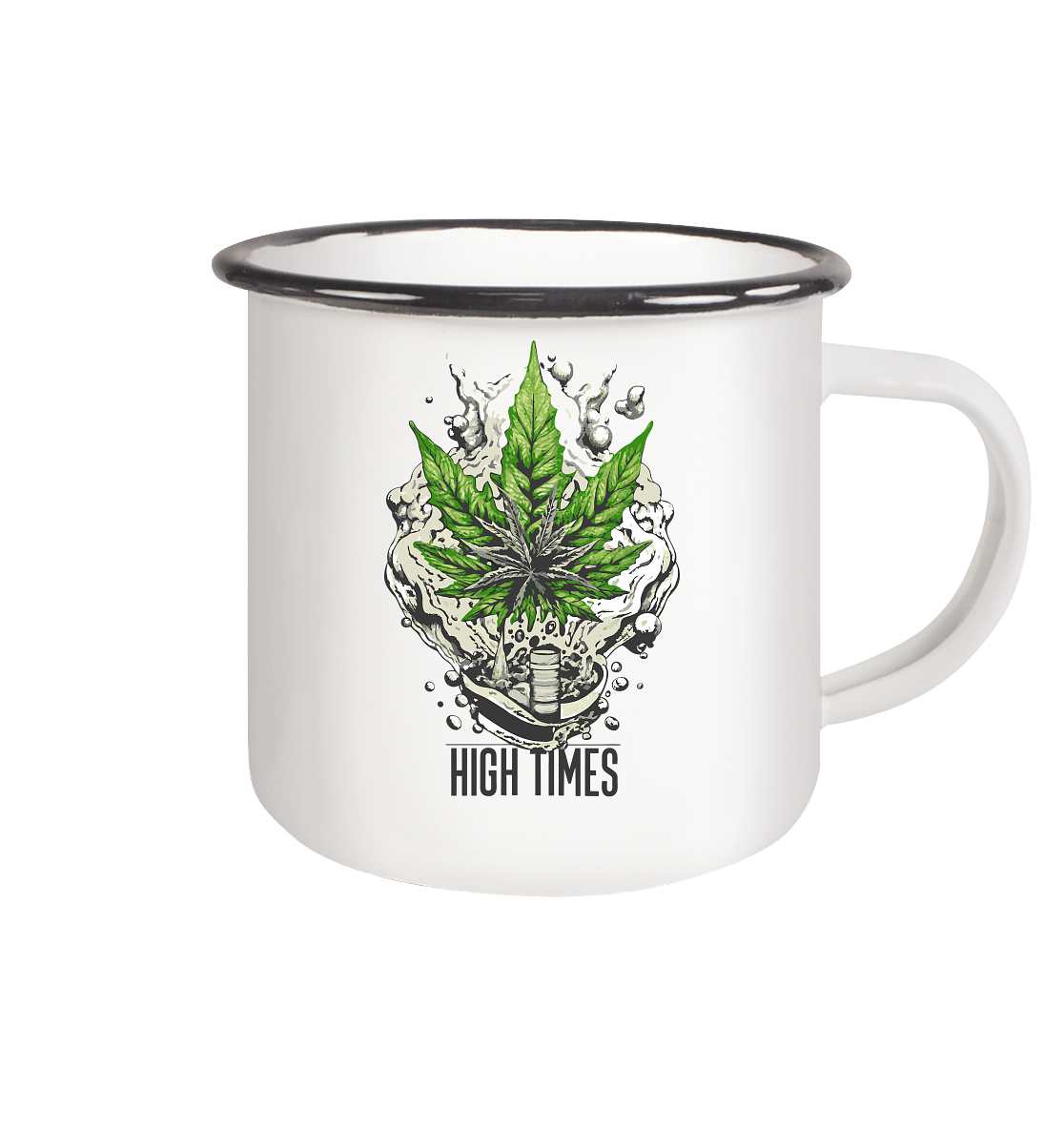 High Times Rocks - Emaille Tasse (Schwarz)