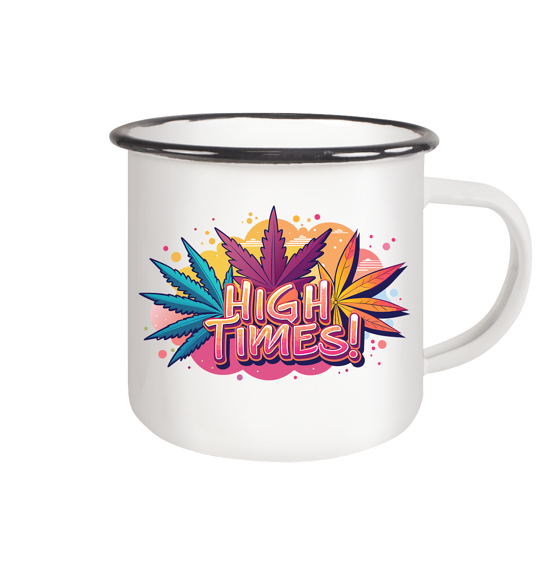 High Times Leafs - Emaille Tasse (Schwarz)