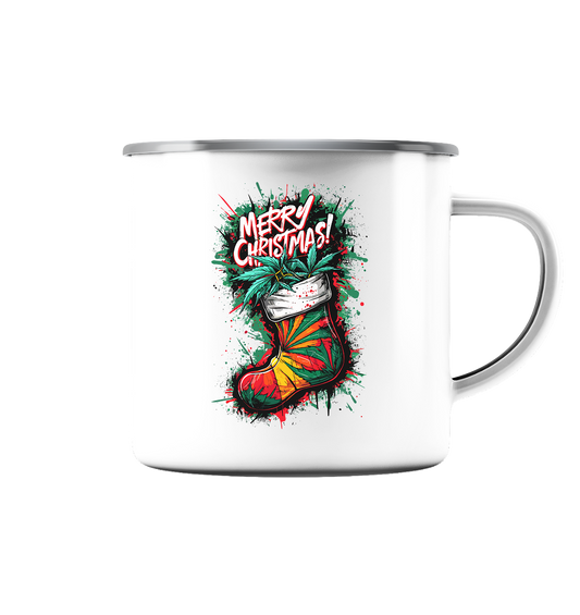 Christmas Boots - Emaille Tasse (Silber)