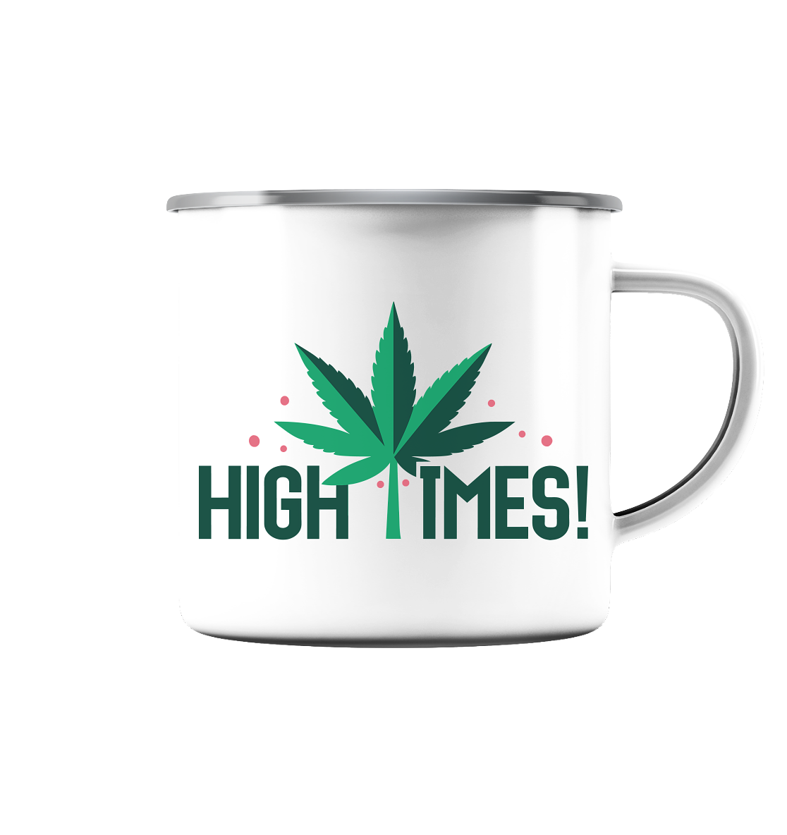 High Times Leaf - Emaille Tasse (Silber)