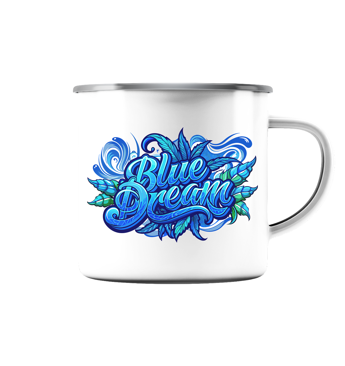 Blue Dream - Emaille Tasse (Silber)