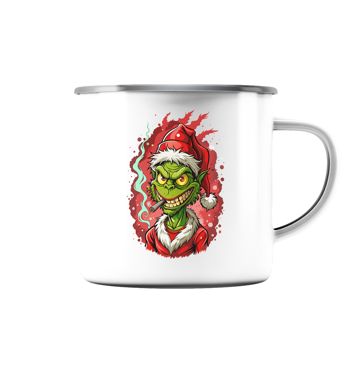 Angry Grinch - Emaille Tasse (Silber)