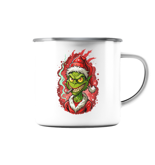 Angry Grinch - Emaille Tasse (Silber)