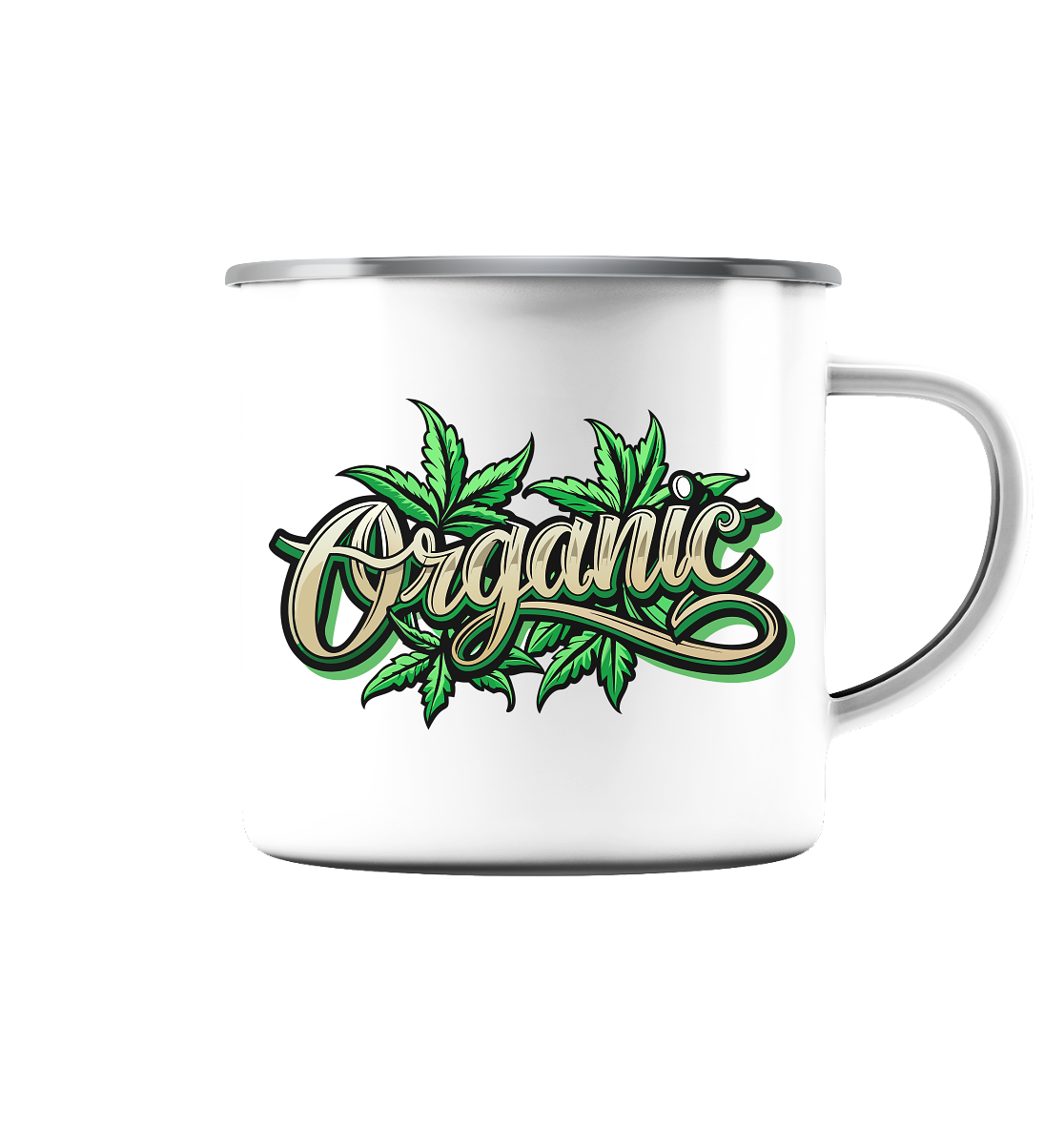 Organic Leaf - Emaille Tasse (Silber)