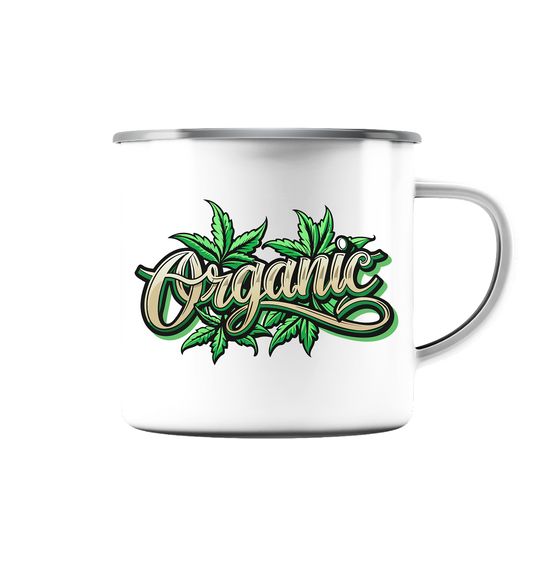 Organic Leaf - Emaille Tasse (Silber)