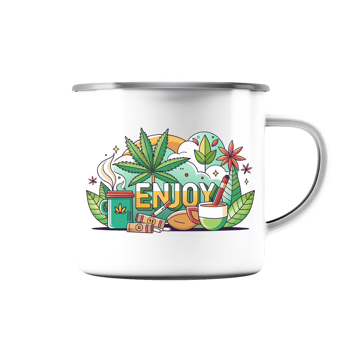 Enjoy - Emaille Tasse (Silber)