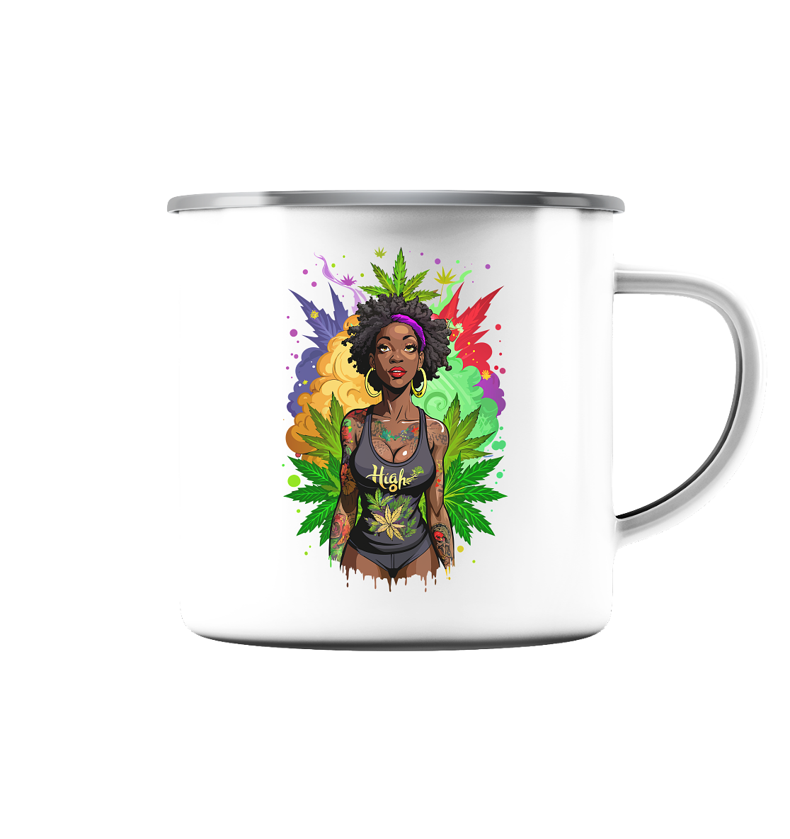 High Girl - Emaille Tasse (Silber)