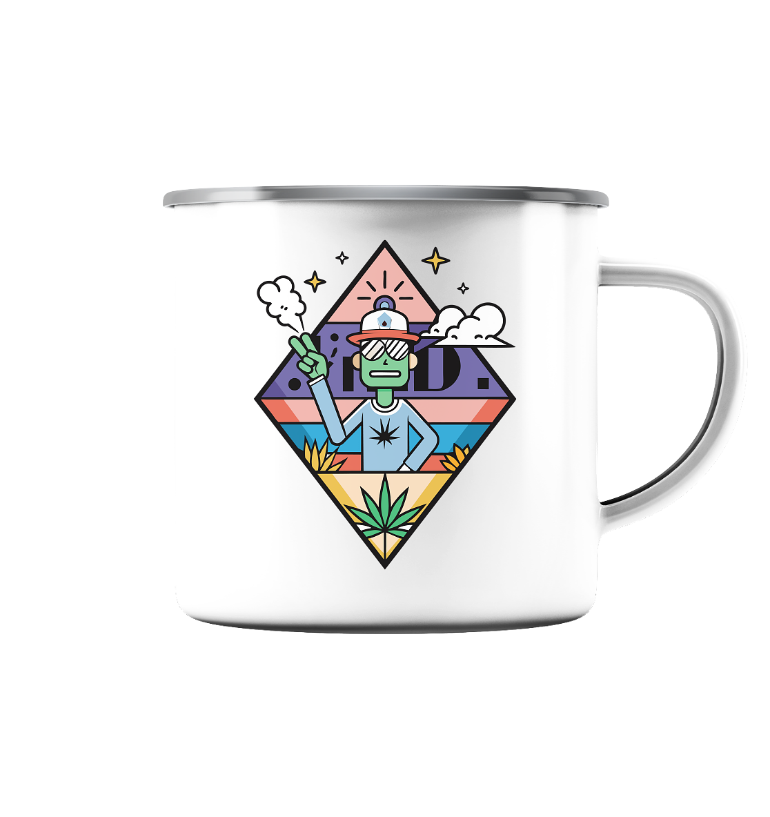 Peace Guy - Emaille Tasse (Silber)