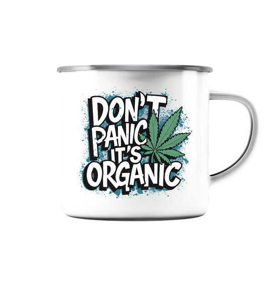 Don't Panic - Emaille Tasse (Silber)