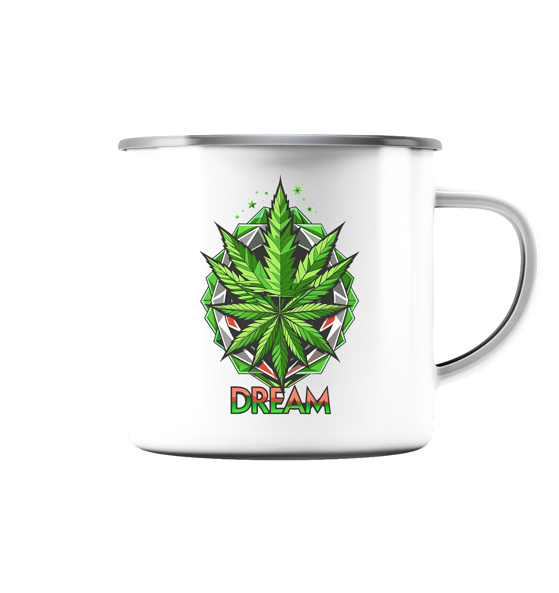 Dream Leaf - Emaille Tasse (Silber)