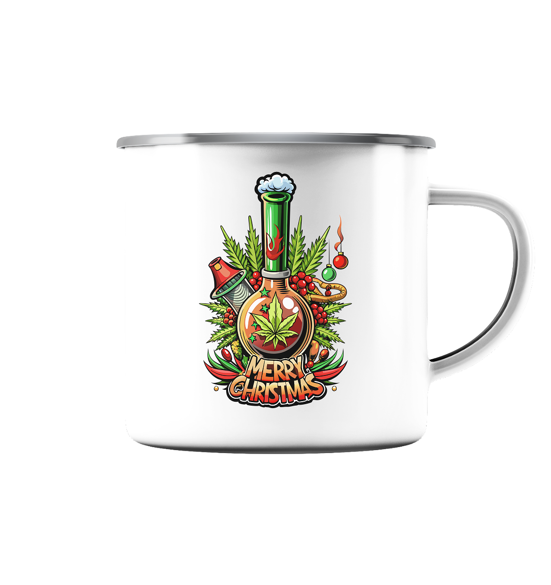 Bong Christmas - Emaille Tasse (Silber)