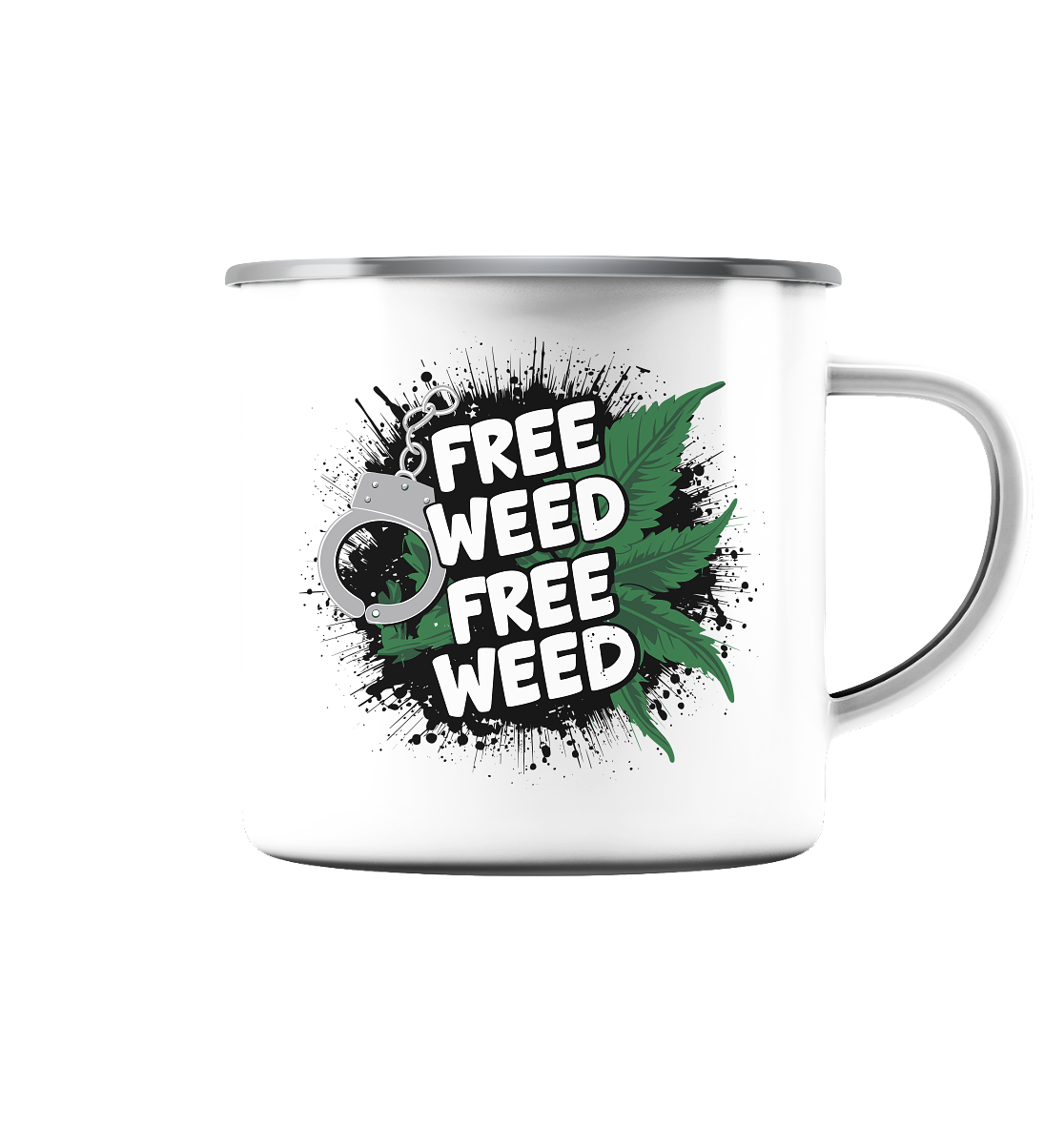 Free Weed - Emaille Tasse (Silber)