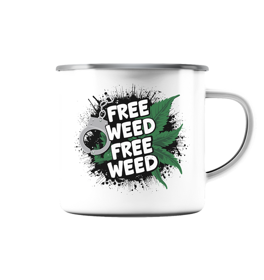 Free Weed - Emaille Tasse (Silber)