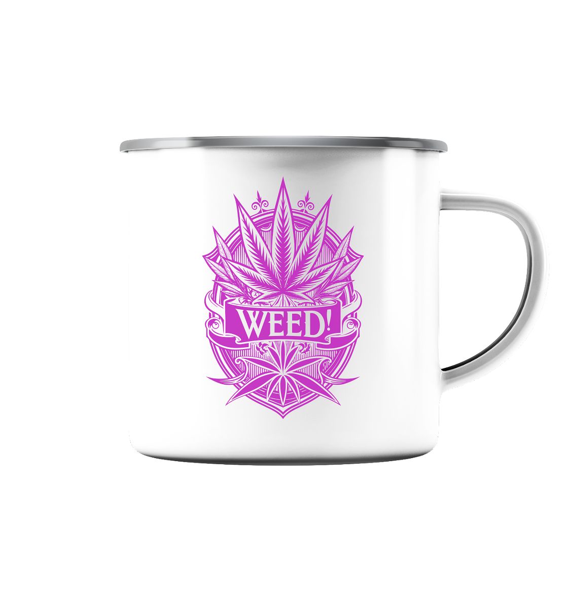 Pink Weed - Emaille Tasse (Silber)