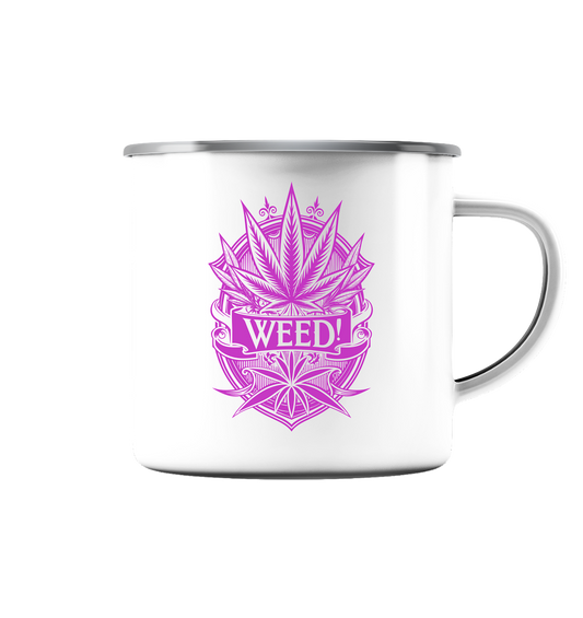 Pink Weed - Emaille Tasse (Silber)